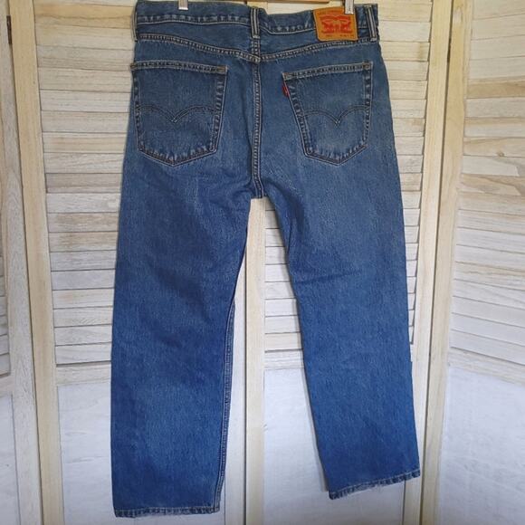 Levi's 505 Mens Jeans Size 36 36x29 Straight Leg Blue Denim - Picture 1 of 9